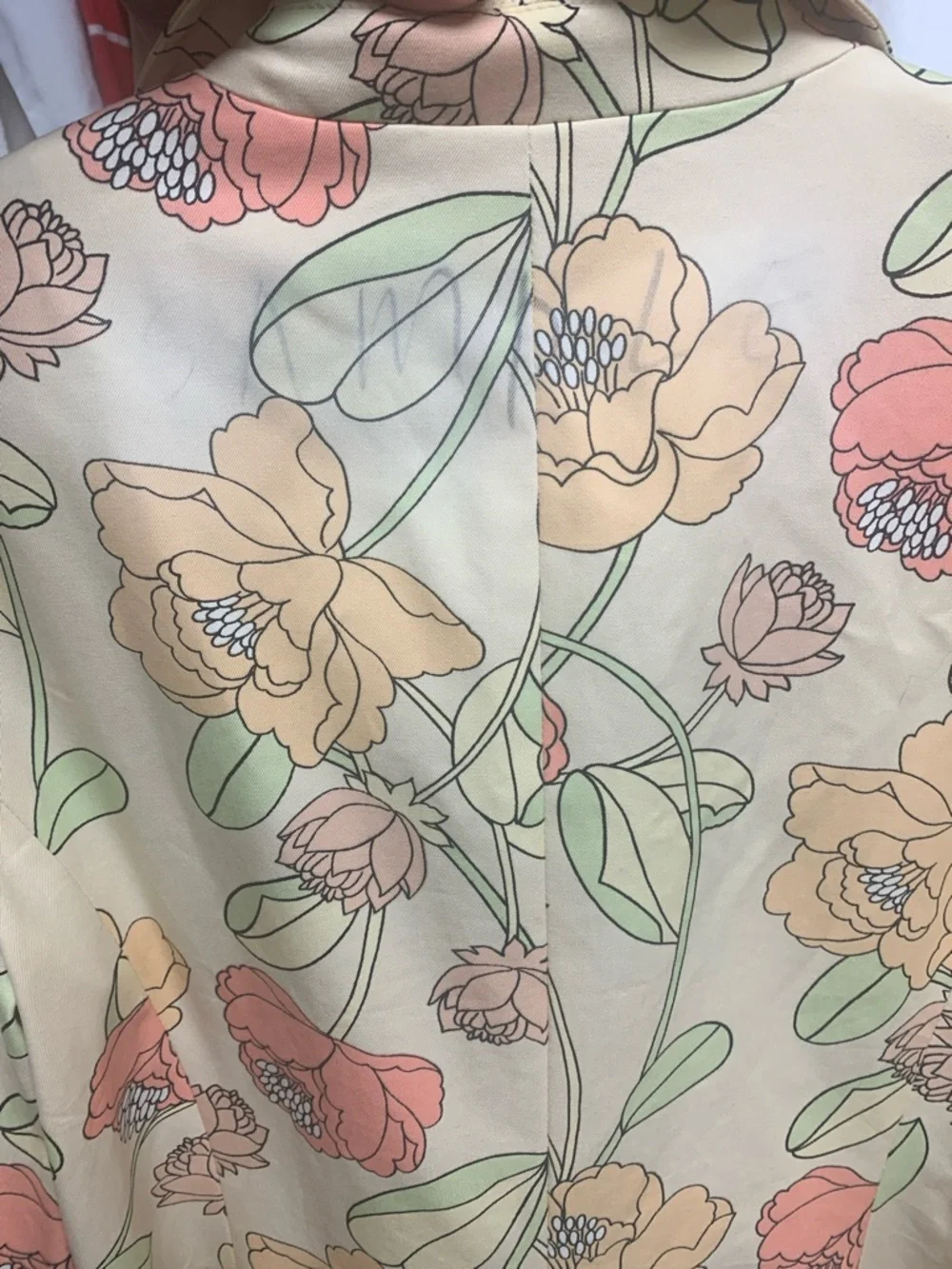 Ann Taylor LOFT Floral spring pastel butter yellow light over coat jacket medium